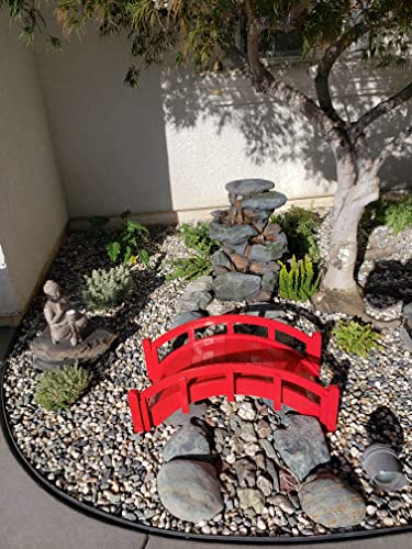 SamsGazebos Miniature Japanese Wood Garden Bridge, Red, Assembled, 25" Long X 11" Tall X 11-1/2" Wide, Made in USA SamsGazebos