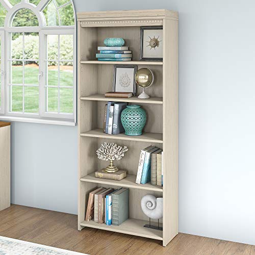 Bush Business Furniture Fairview 5-Shelf Adjustable Bookcase in Antique White Bush Business Furniture