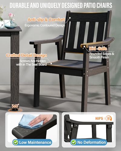 YEFU HIPS Patio Table Set: 10 Piece Outdoor Table and Chairs Dining Furniture Set with Umbrella Hole - Black Modern Plastic Dining Sets 8 Person for Outside Deck with Metal Aluminum Frame YEFU