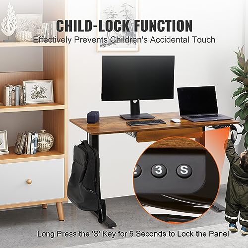 VEVOR Standing Desk with Drawers 47.2 x 23.6 Inch Adjustable Desk with Whole Piece Desk, Electric Standing Desk 180 LBS Height Adjustable Desk Sit Stand Up Desk for Home Office VEVOR