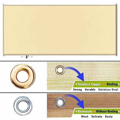 ColourTree 8' W x 16' L Brown Pergola Sun Shade Canopy Replacement Cover, Commercial Grade 260 GSM Cloth for Outdoor Patio, Includes Stainless Steel Weighted Rods (We Make Custom Size) ColourTree