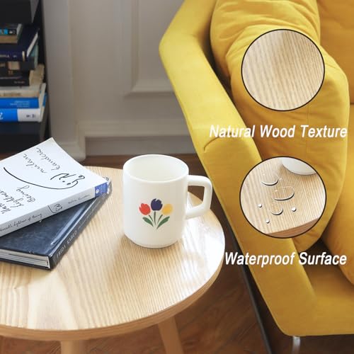 AWASEN Side Table Round, Small Accent Table Nightstand Modern End Table for Living Room Bedroom Office Small Spaces, 16''D x 19.5''H(Natural Walnut) AWASEN