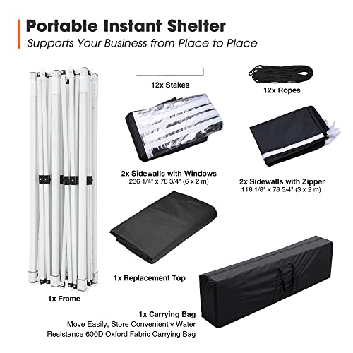 Yescom 10x20' Heavy Duty Enclosed Pop Up Canopy Folding with 4 Sidewalls for Outdoor Event Vendor Farmer Flea Market Tent Yescom