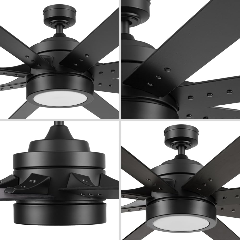 Honeywell Ceiling Fans Xerxes Modern 62 Inch Ceiling Fan with Light, Remote Control Fan, LED Indoor Fan with 8 Blades, Matte Black and Ash Blade Finish Options, Matte Black (51473-01) Honeywell