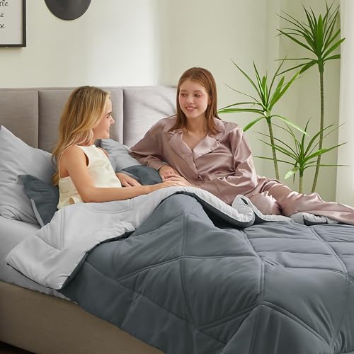 Joiedomi King Size Comforter Set with Sheets Dark Grey, 7 Pieces King Bedding Set with 1 Down Alternative Comforter, 1 Flat Sheet, 1 Fitted Sheet, 2 Pillowcases and 2 Pillow Shams, Bed in a Bag Joiedomi