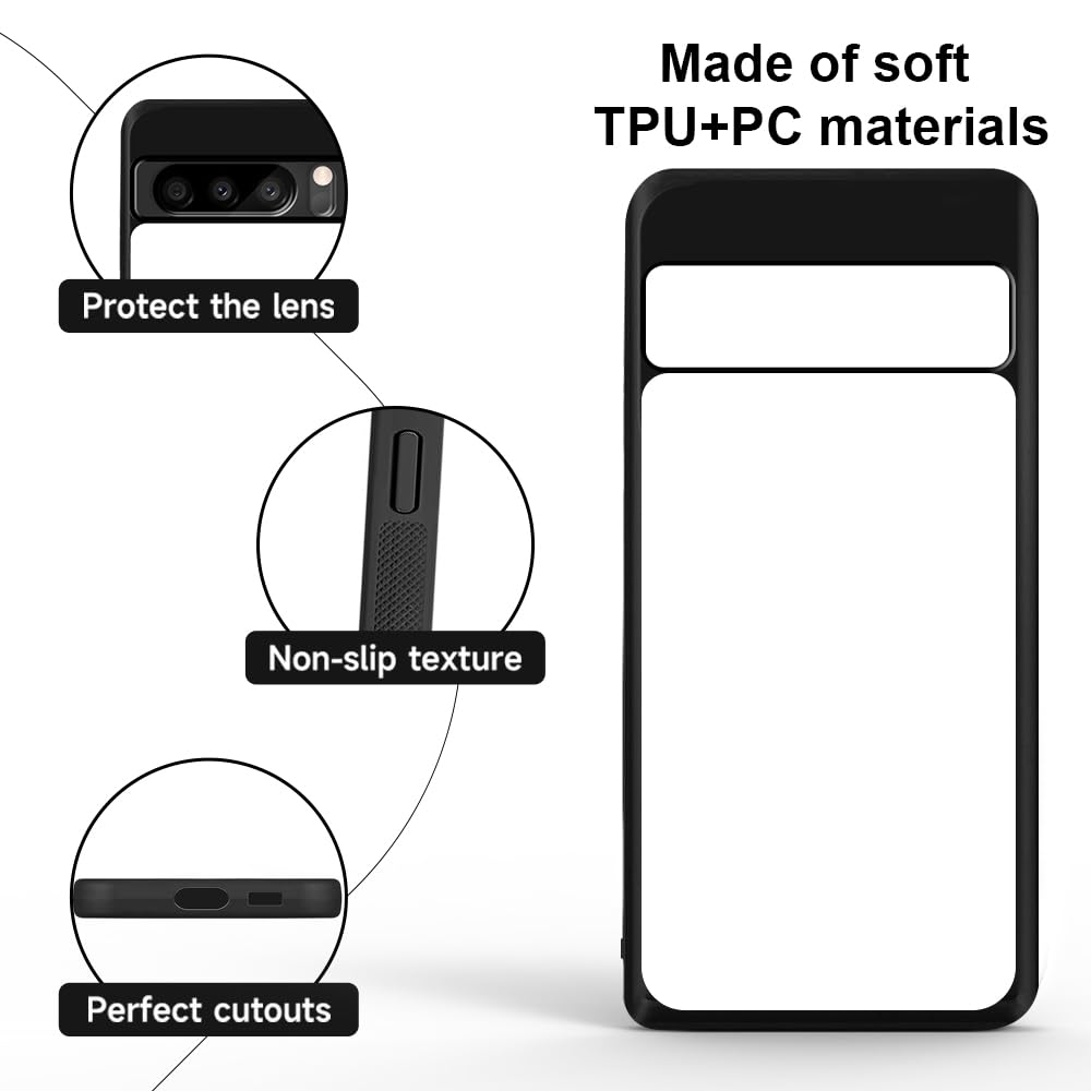 Sublimation Blank Case for Google Pixel 8 Pro,5 PCS Sublimation Cases with Printable DIY Customize Aluminum + Soft Rubber TPU Anti-Slip Slim Shockproof Protective Phone Cover for Google Pixel 8 Pro FOQENCCI