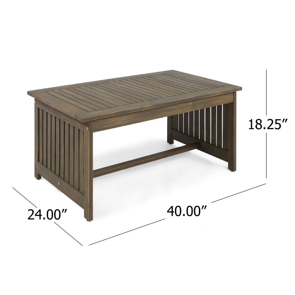 Christopher Knight Home Grace Outdoor Acacia Wood Coffee Table, Gray Finish Christopher Knight Home