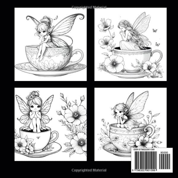 Teacup Fairies: A Stress-Relieving Coloring Book For Adults WoodArtSupply