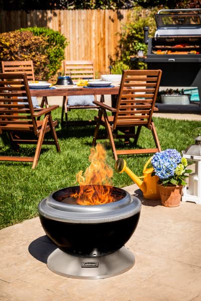 Cuisinart 24” Cleanburn Smokeless Fire Pit with Removable Ash Pan, Portable Outdoor Wood Burning Fireplace, Smoke Free Stainless Steel Outdoor Heater, Enhanced Airflow and Easy Cleanup with Ash Pan Cuisinart