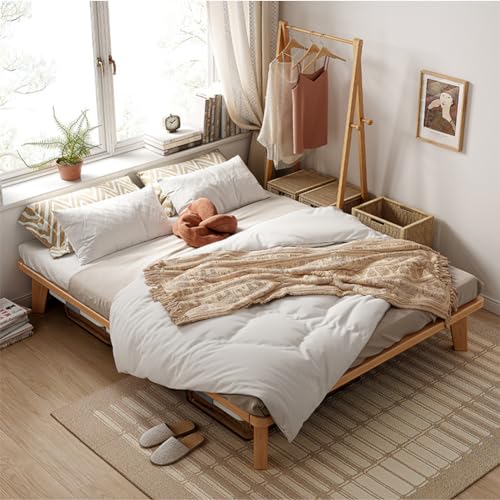 NELYE Full Platform Bed Base - 14 Inch Solid Wood Mattress Foundation with Support Slats and Legs, Full-Size Rubberwood Simple Bed Frame NELYE