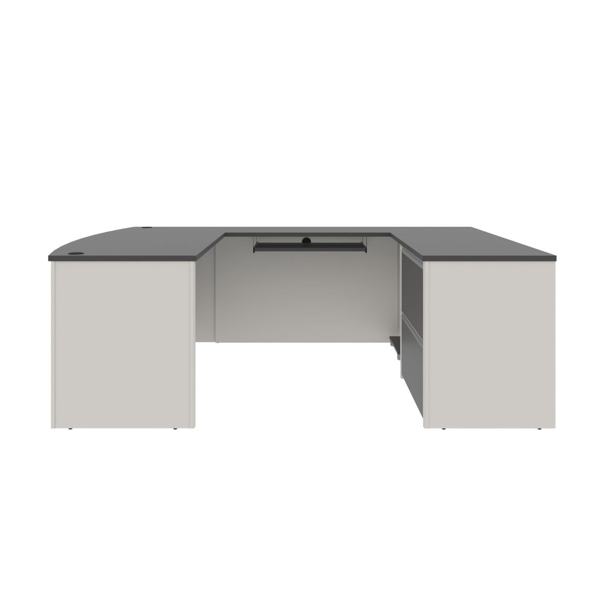 BESTAR Connexion U-Shaped Executive Desk with Lateral File Cabinet, Corner Table for Home Office or Workspace, 72W, Slate/Sandstone Bestar