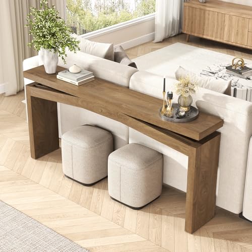 Epecoya Console Tables for Entryway 63-Inch, Wooden Sofa Tables Narrow Long Behind Couch Farmhouse, Modern Entryway Tables Rectangular for Entrance, Home, Living Room, Natural Brown Epecoya