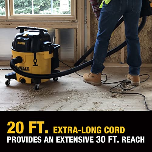 DEWALT 12 Gallon STEALTHSONIC Ultra Quiet Poly Wet Dry Vacuum, DXV12P-QTA Newest Noise Reduction Vac, 5.5 Peak HP Shop Vacuum for Jobsite/Workshop, Reduce Motor Noise, Yellow DEWALT