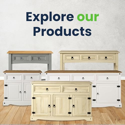 Furniture Dash Solid Wood Hall Table Console 47.9" W, 12.6" D, 28.8" H - Farmhouse Entryway Table with 3 Drawers, Office Hallway Foyer, Wooden Furniture Dash