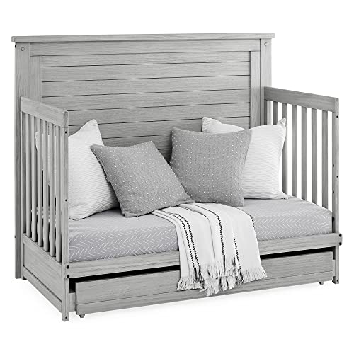 Delta Children Simmons Kids Caden 6-in-1 Convertible Crib with Trundle Drawer, Greenguard Gold Certified, Rustic Mist Delta Children