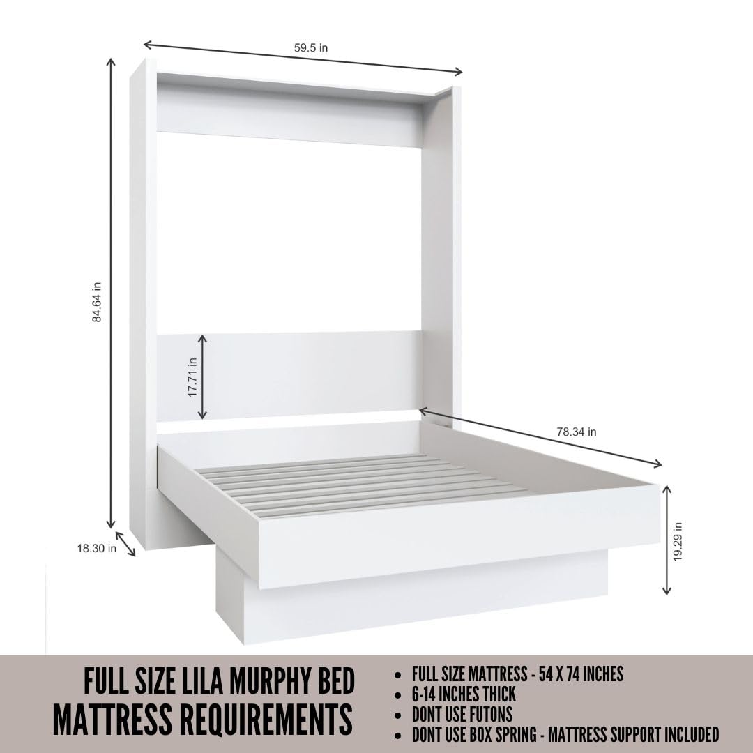 Oakland Living Easy-Lift Full Murphy Wall Bed in Black with Shelf Oakland Living