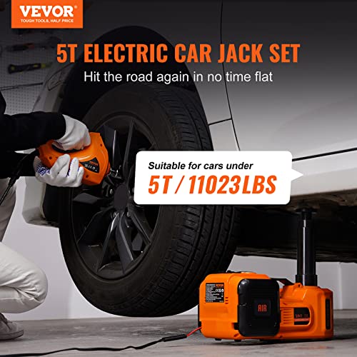 VEVOR Electric Car Jack, 5 Ton/11023 LBS Hydraulic Jack Lift with Electric Impact Wrench, Built-in Inflatable Pump, and LED Light for SUV MPV Sedan Truck Change Tires Garage Repair VEVOR