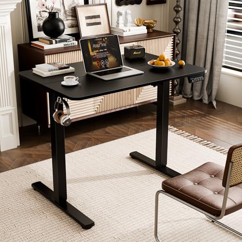 ERGOMAKER 35" Electric Standing Desk, Height Adjustable, Sit Stand Up Desk for Home Office & Computer Workstations, Memory Controller, Black ERGOMAKER