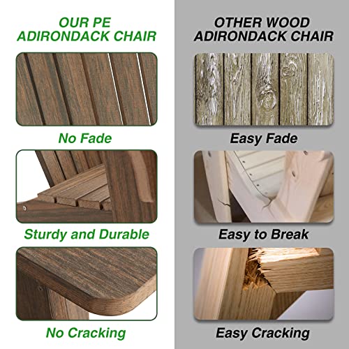 ACUEL Adirondack Chair Outdoor, Oversized Patio Chair Poly Lumber, Weather Resistant & Heavy Duty, Fire Pits Chair for Porch, Poolside, Lawn, Backyard and Garden, 350lbs Capacity (Light Brown) ACUEL