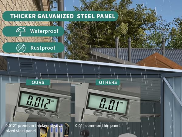 LANTRO JS 6x8FT Metal Outdoor Storage Shed, Garden Tool Shed Without Floor, Lean to Shed with Free PC Light Board and Lockable Doors for Garden Bike Lawnmower LANTRO JS