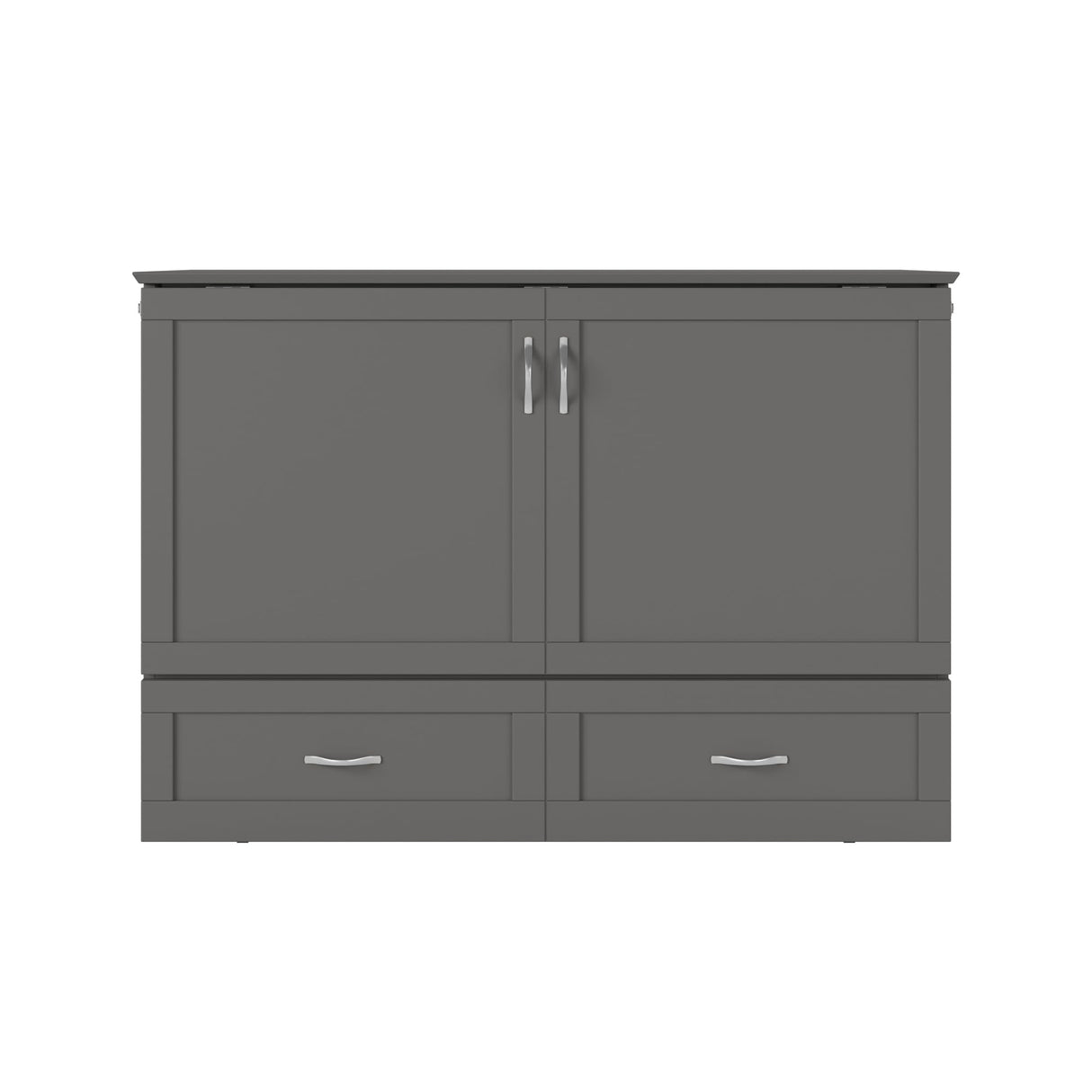 AFI Hamilton Full Murphy Bed Chest with Mattress, Storage, and Built-in Charger in Grey AFI