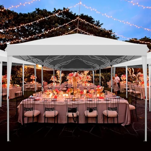 COBIZI 10x30 Pop up Canopy Tent for Parties with 8 Removable Sidewalls, Waterproof UPF 50+ Commercial Event Tent, Protable Outdoor Canopy with 4 Sandbags for Wedding, Backyard(10x30FT, White) COBIZI