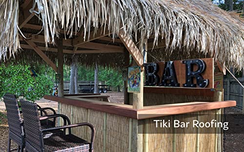 FOREVER BAMBOO Mexican Thatch Roof Runner Roll Duck Blind Grass Tiki Hut Thatch Duck Boat Blinds Palapa Thatch Roofing for Tiki Bar Huts, Tan, 35" x 60' FOREVER BAMBOO