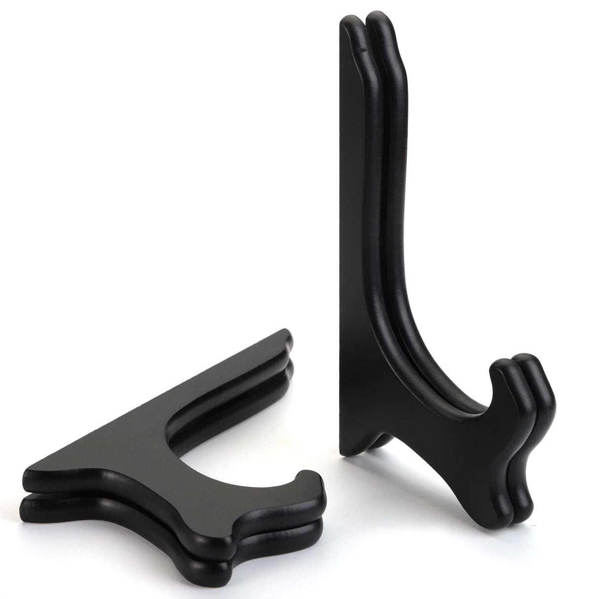 WUWEOT 6 Pack 7" Wooden Display Stand, Black Wood Easel Plate Holders to Display Pictures, Cook Books, Art, Dish, Certificates and More, Ideal Wedding, Home, Birthday, Party, Table Decorations WUWEOT