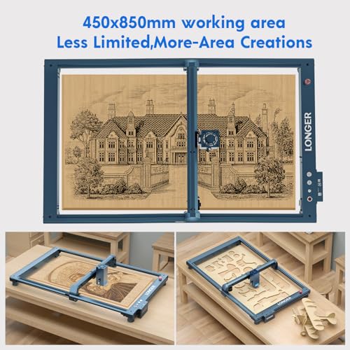 Longer B1 Series Expansion Kit, Engraving Area Extendable to 17.7" x 33.5" (450 x 850mm), Compatible with B1 20W/30W/40W Laser Engravers, Ideal for Engraving Extra-Long Objects Like Wood and Metal. Longer