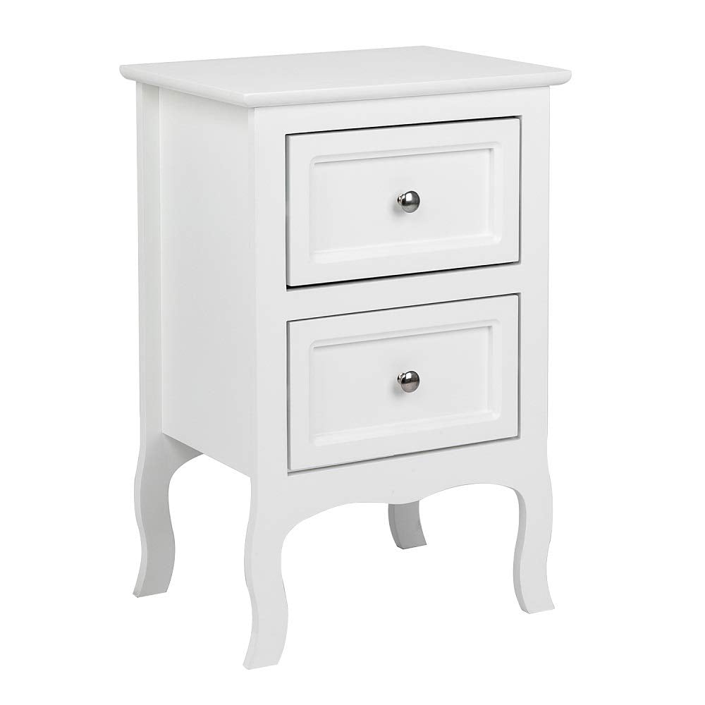 Bonnlo White Nightstand with 2 Drawers, Night Stands for Bedrooms, Small Bed Side Table/White Night Stand with Drawers for Small Spaces, College Dorm, Kids’ Room, Living Room, French, 16W x 12D x 24H Bonnlo