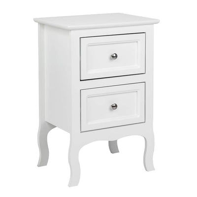 Bonnlo White Nightstand with 2 Drawers, Night Stands for Bedrooms, Small Bed Side Table/White Night Stand with Drawers for Small Spaces, College Dorm, Kids’ Room, Living Room, French, 16W x 12D x 24H