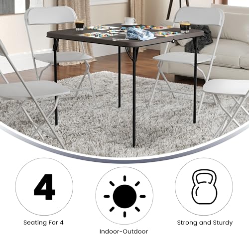 Flash Furniture Dunham 2.83' Square Plastic Folding Event Table with Carrying Handle, Bi-Fold Banquet Table for Indoor/Outdoor Events, Dark Gray Flash Furniture