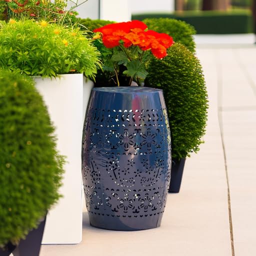 Christopher Knight Home Ruby Outdoor 12" Iron Side Table, Dark Blue Christopher Knight Home