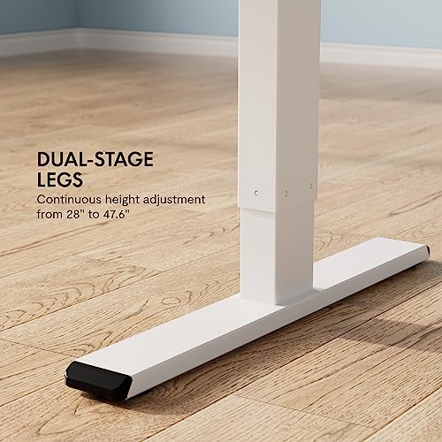 FLEXISPOT Electric Standing Desk Whole Piece 55 x 28 Inch Desktop Adjustable Height Desk Home Office Computer Workstation Sit Stand up Desk (White Frame + 55" Maple Top, 2 Packages) FLEXISPOT