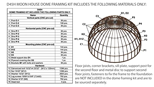 45 ft Wooden Dome Frame Kit – Large Geometric Timber Structure System | Prefabricated Architectural Dome Frame Components