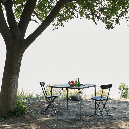 REDCAMP 34" Square Folding Card Table with Resin Top, Portable Fold in Half Small Card Tables with Collapsible Legs for Adults Indoor Outdoor Use, Brown REDCAMP