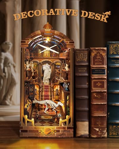 Quanquer DIY Book Nook Kit:DIY Dollhouse Booknook with LED Light - 3D Wooden Puzzle Miniature House Kits - Creative DIY Crafts for Adults - Bookshelf Insert Decor - Gifts Friends Festival(Museum)