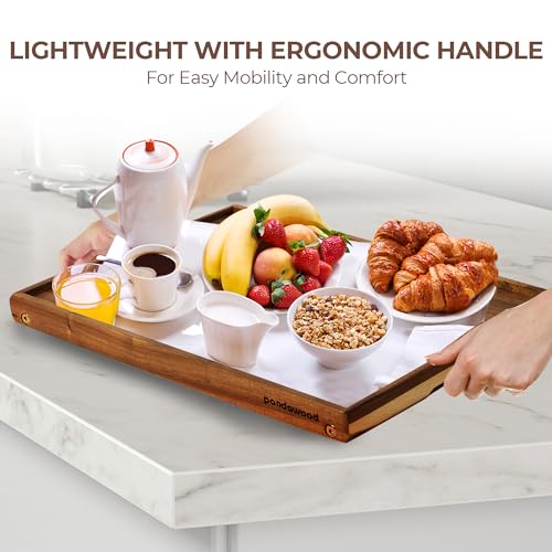PANDAWOOD Wooden Bed Tray Table with Folding Legs - 100% Acacia Wood Breakfast Tray - Folding Bed Table Tray for Eating and Laptop - Large Bed Desk - Foldable Lap Desk for Laptop on Couch or Bed PANDAWOOD