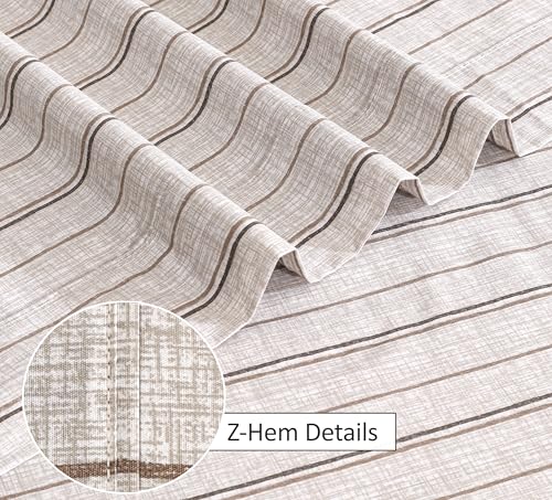 RUVANTI 100% Cotton Sheets – Twin Size Percale Bedding, Cooling & Breathable Floral Design, Durable with a Crisp, Soft & Comfortable Feel, 16" Deep Pocket, 3-Piece Set, Brown Stripes