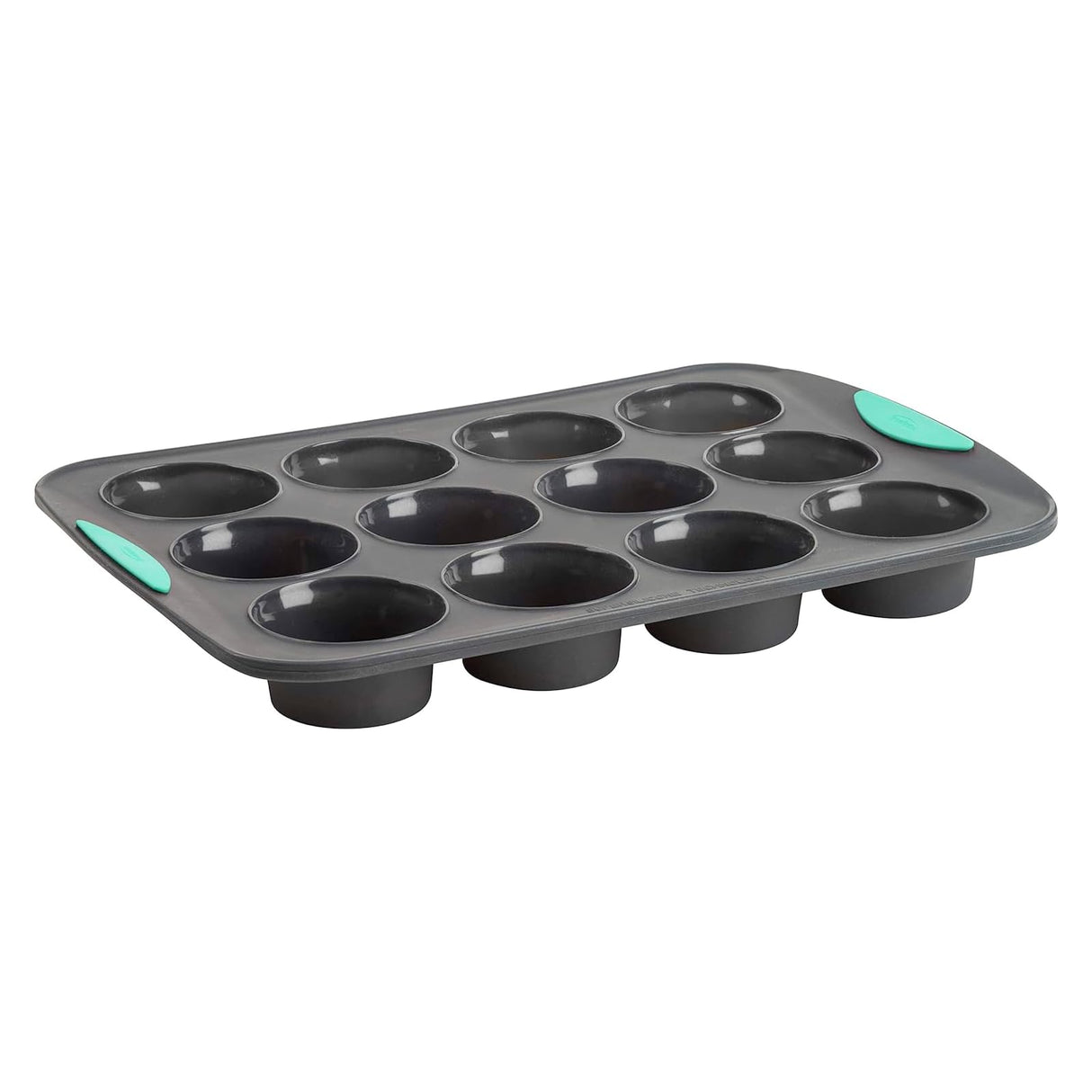 Trudeau Structured Silicone Muffin Pan, Pan-12 Cup, Grey/Mint Trudeau