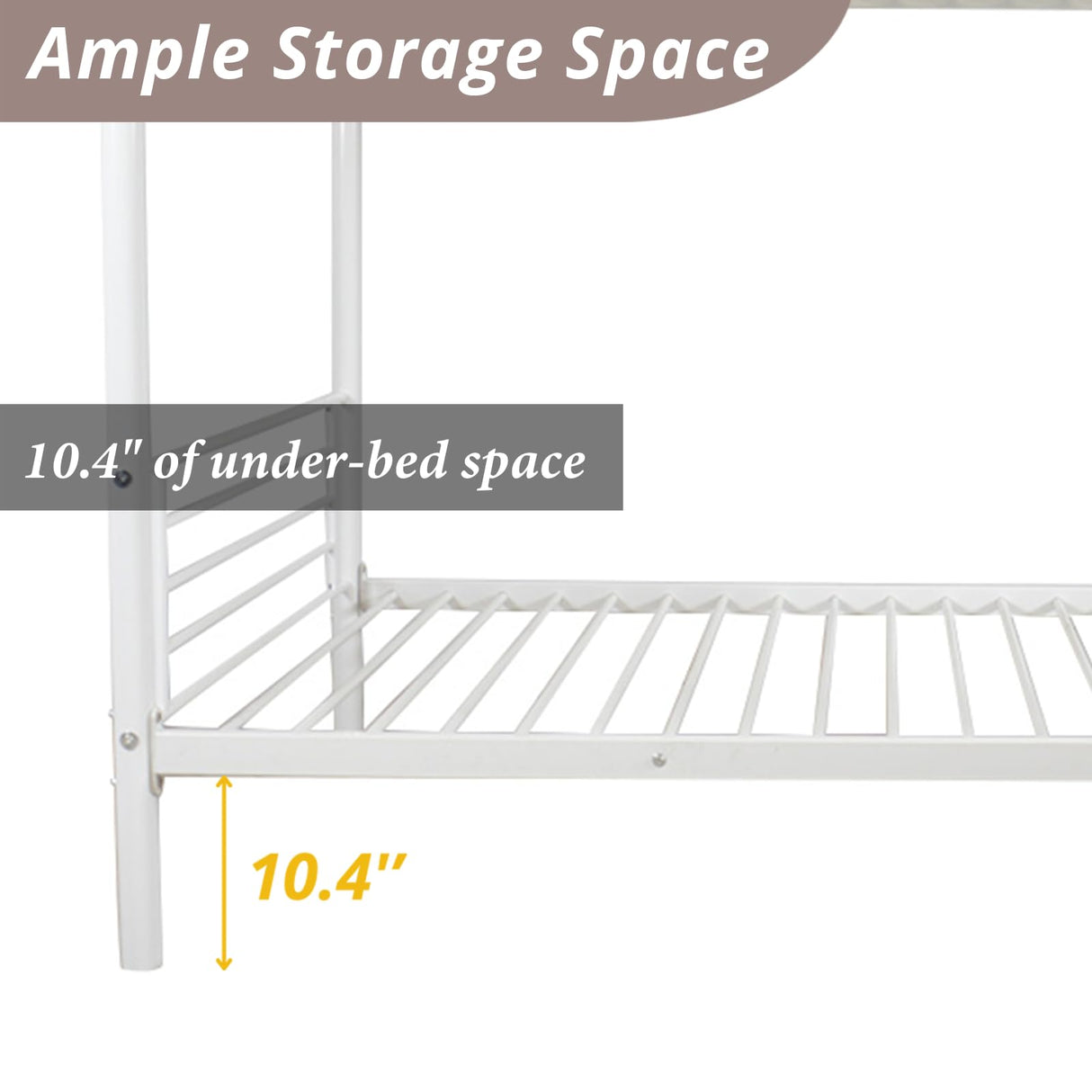 Karl home White Bunk Bed Twin Over Twin, Metal Bunk Bed with Built-in Ladder and Safety Guardrail, Space-Saving Twin Bunk Beds for Kids, Teens & Adults, No Box Spring Karl home