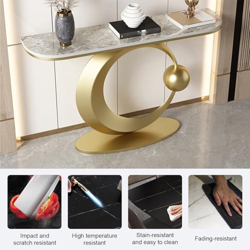 SFJATTA Narrow Entryway Accent Table, Uniquely Designed Marble Console Table, for Living Room, Hallway, Couch, Foyer(Black,47.2 * 11.8 * 31.5in) SFJATTA