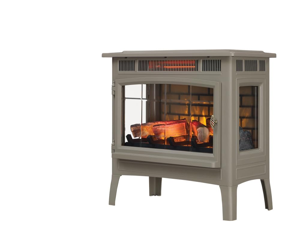 duraflame Freestanding Electric Fireplace Stove Heater with 3D Flame Effect for 1,000 Sq. Ft. Room, French Gray Duraflame