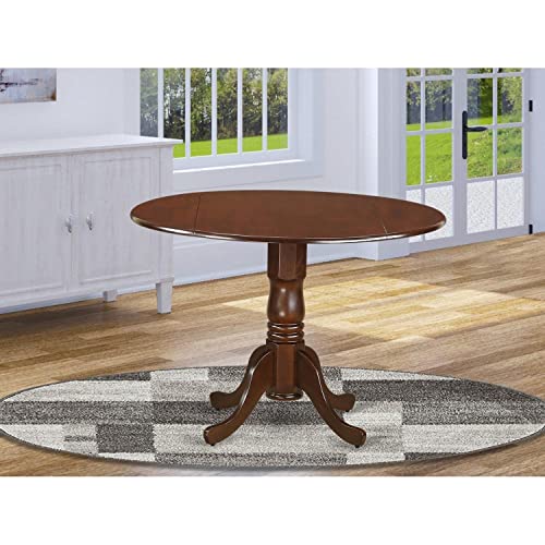 East West Furniture DLT-MAH-TP Dublin Dining Room Table - a Round Solid Wood Table Top with Dropleaf & Pedestal Base, 42x42 Inch, Mahogany East West Furniture