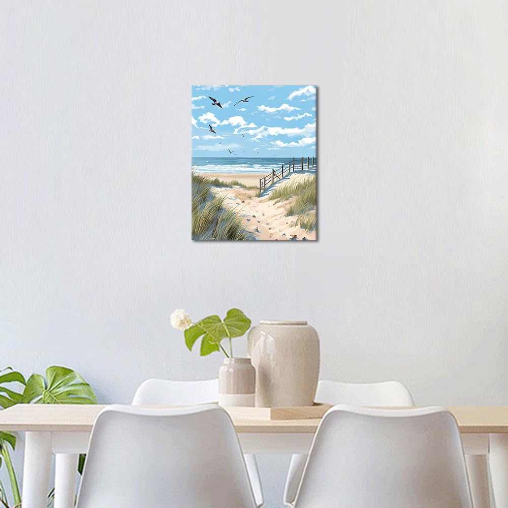 TUMOVO Paint by Numbers for Adults Beginner Beach Paint by Numbers Seagulls Adult Paint by Number Kits DIY Oil Painting for Adults Paint by Number Arts Craft for Home Wall Decor, 16 x20 Inch TUMOVO