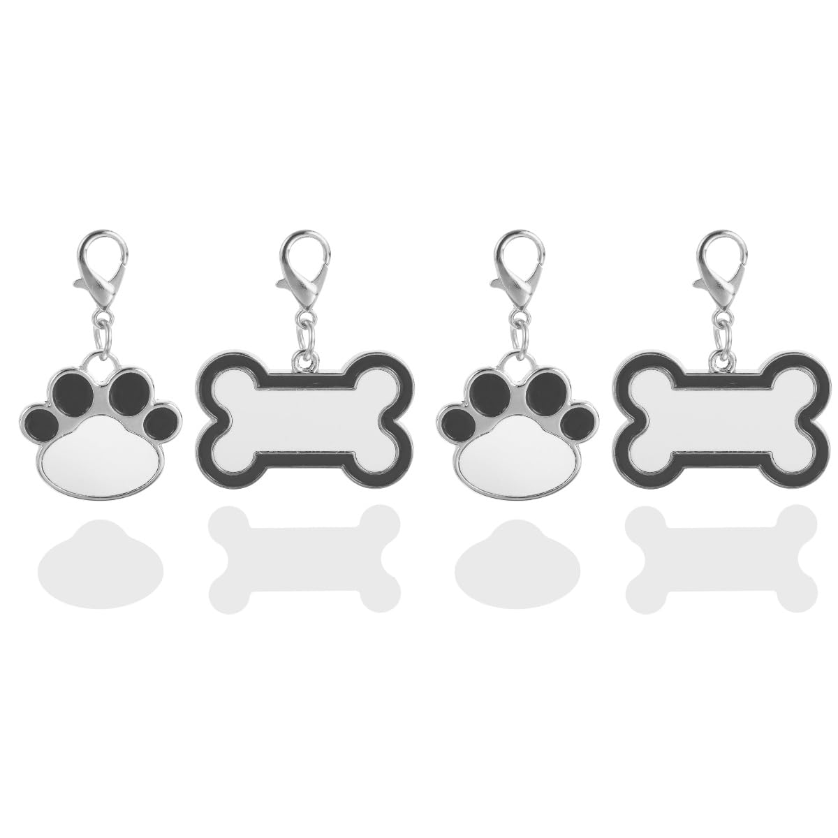 LOGOFUN 4Pcs Sublimation Blank Dog Tag Bone Paw Shaped Pet Tags Blank Name Tag Craft Pet Supplies (Black) LOGOFUN
