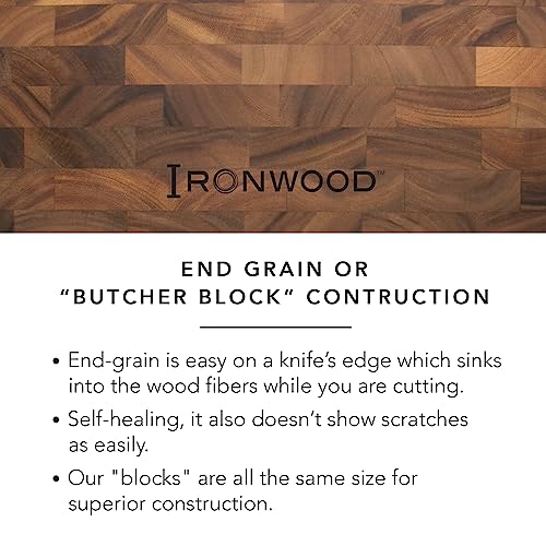 Ironwood Gourmet 28218 Square Charleston End Grain Chef's Board , Acacia Wood 14" Square Ironwood Gourmet