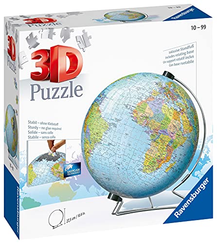 Ravensburger The Earth 540 Piece 3D Puzzle - Engaging Fun for Kids and Adults | Precision Fit with Easy Click Technology | Durable Displayable Model | Celebrating Over 130 Years of Quality Ravensburger