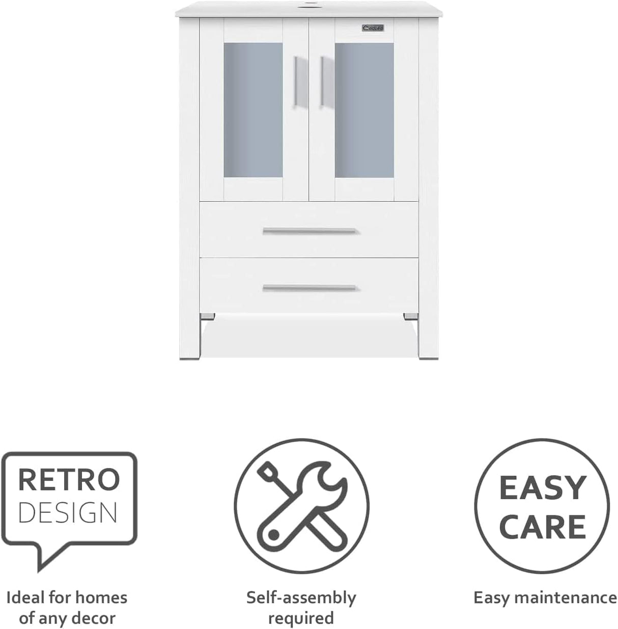 eclife 72" Modern Bathroom Vanity Sink Combo White W/Small Side Cabinets Blue Boat Glass Vessel Sink & Water Save Faucet & Pop Up Drain (2A29BU) eclife