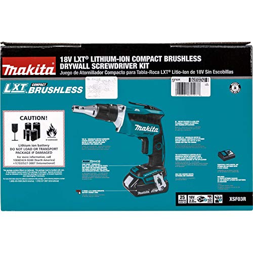 Makita XSF03R 18V LXT Lithium-Ion COMPACT Brushless Cordless Drywall Screwdriver Kit (2.0Ah) Makita
